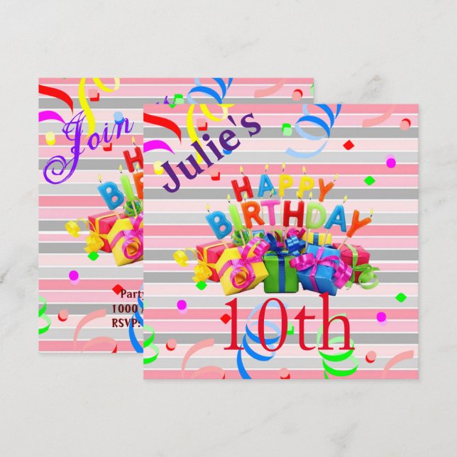 Happy Birthday Card Einladungsstreifen Streifen Einladung (Vorne/Hinten)