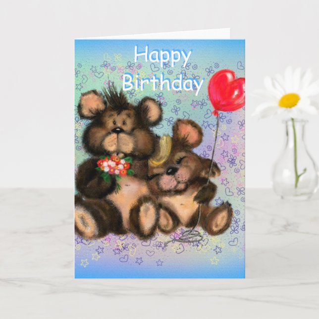 Happy Birthday Card Family Bär - Hug Karte (Kleine Pflanze)