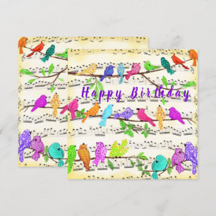 Happy Birthday Card farbenfrohe Musik Birds Song