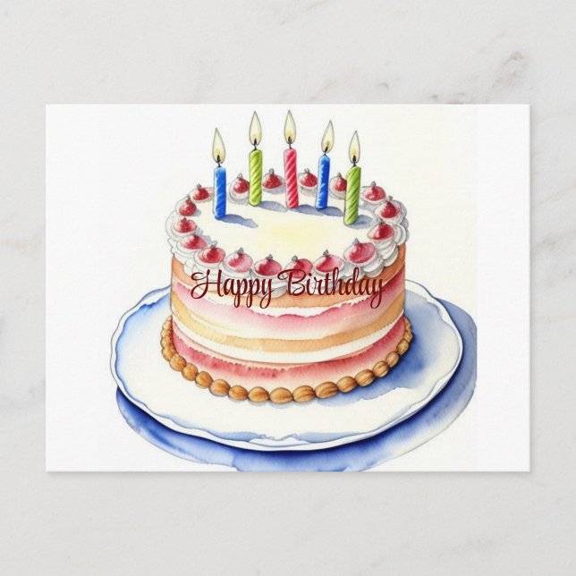 Happy Birthday Card Feiertagspostkarte (Happy Birthday Cake with Candles Postcard!)