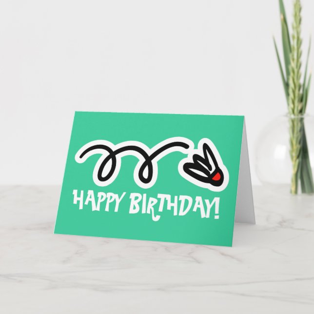 Happy Birthday card for badminton player and fan Karte (Vorderseite)