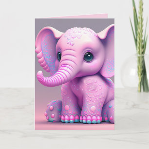 HAPPY BIRTHDAY Card for KIND, PINK ELEPHANT Karte