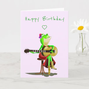 Happy Birthday Card Frog Gitarre spielen Funny Karte