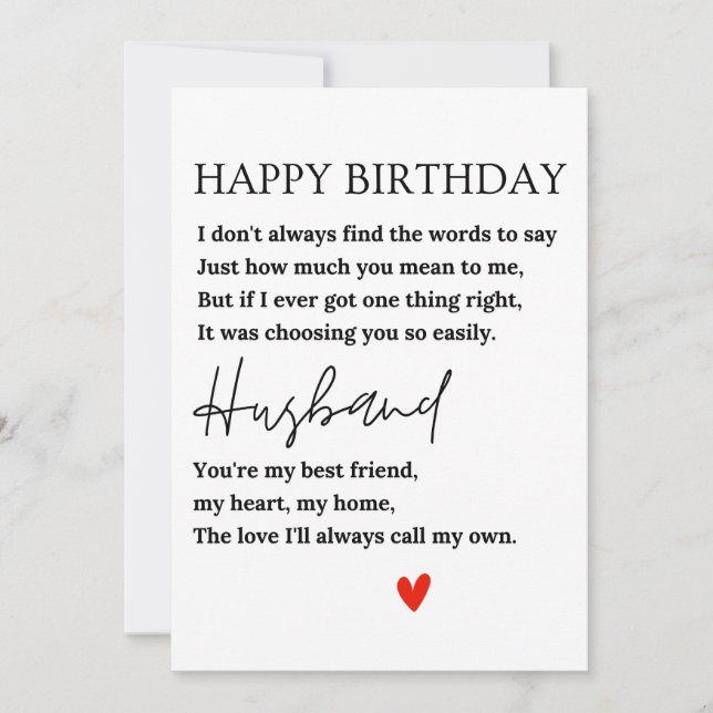 Happy Birthday Card für mein Ehemann Einladung (Vorderseite)
