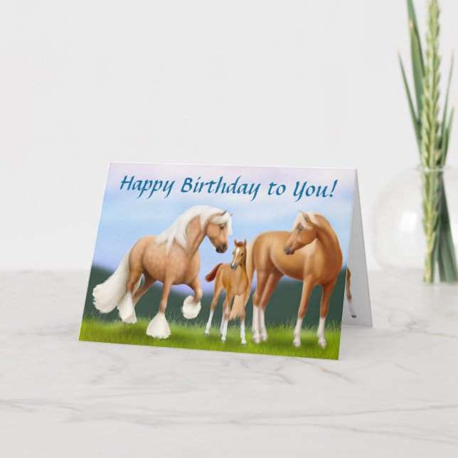 Happy Birthday Card für Pferdefamilien Karte (Vorderseite)