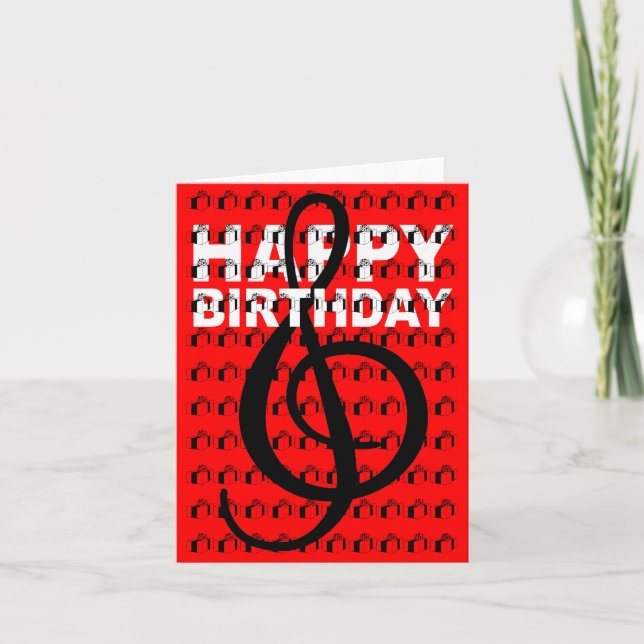 Happy Birthday Card G Clef Geschenkboxen Karte (Vorderseite)
