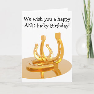 Happy Birthday Card: Goldene Hufeisen Karte