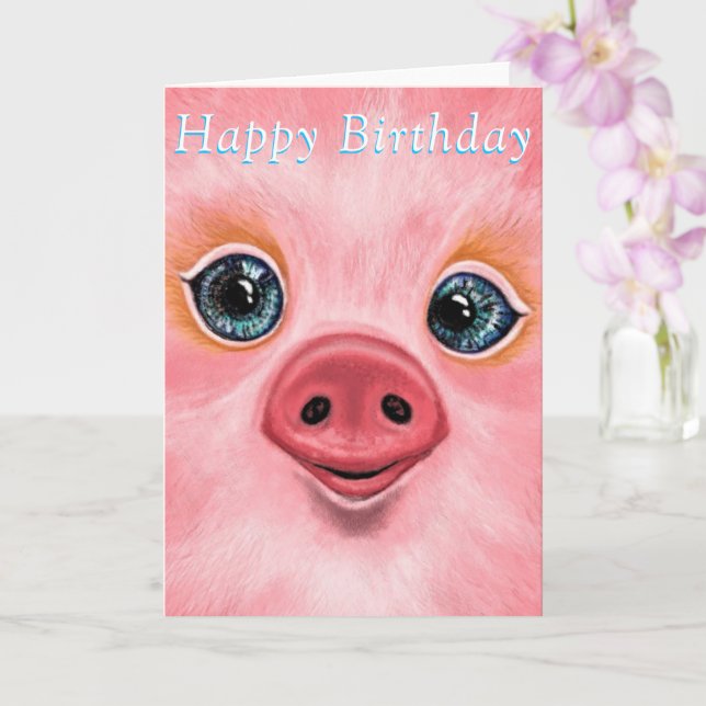 Happy Birthday Card - Happy Baby Piglet Karte (Orchidee)