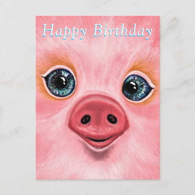 Happy Birthday Card - Happy Piglet Postkarte (Vorderseite)