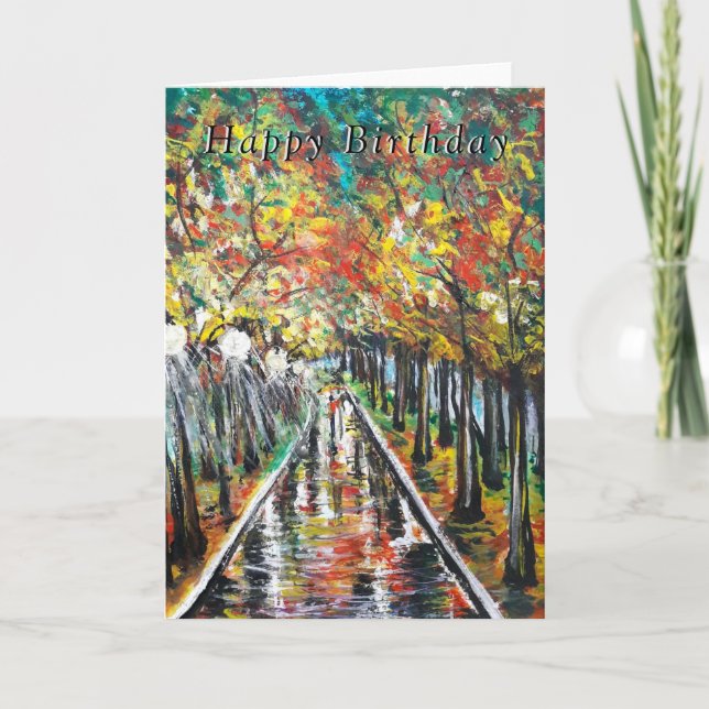 Happy Birthday Card Herbstmalerei Karte (Vorderseite)