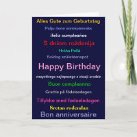 Happy birthday card in different languages