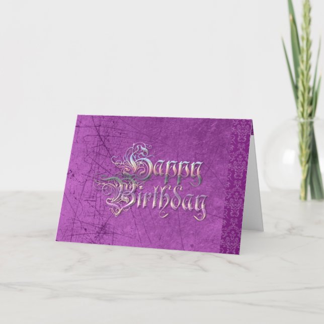 Happy Birthday Card Lila Graffiti Text Karte (Vorderseite)