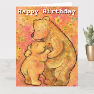 Happy Birthday Card Mama und Baby Bear - Umarmung Karte