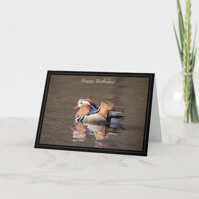 Happy Birthday Card Mandarin Duck Karte (Vorderseite)