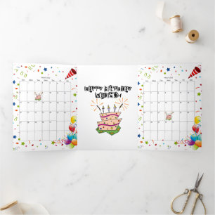 Happy Birthday Card März 2022 Kalender dreimal Dreifach Gefaltete Karte