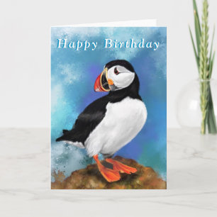 Happy Birthday Card mit Atlantic Puffin Bird Karte