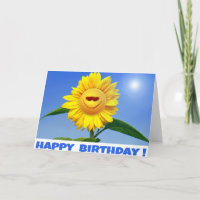 Happy Birthday Card mit lustiger Sonnenblume