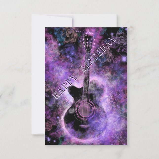 Happy Birthday Card mit musikalischem Gitarrendesi Karte (Vorderseite)