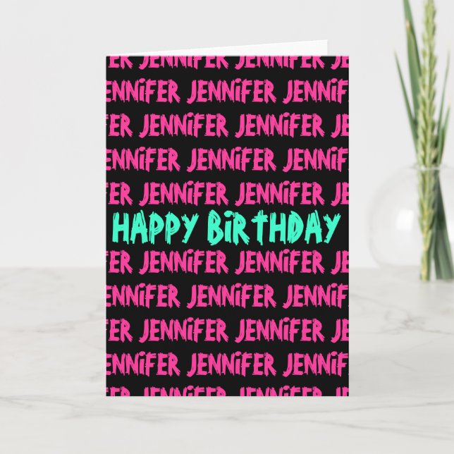 Happy Birthday Card mit neonfarbenem Text Karte (Vorderseite)