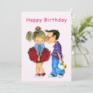 Happy Birthday Card mit Niedlichem Paar