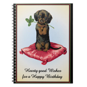 Happy Birthday Card mit Niedlicher Dackel Notizblock