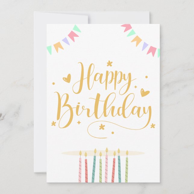 Happy Birthday Card mit Pastelkerzen und Buntin Einladung (Vorderseite)