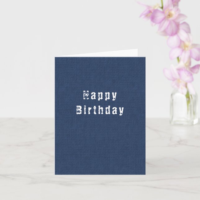 Happy Birthday Card Modern Blue Jeans Karte (Orchidee)