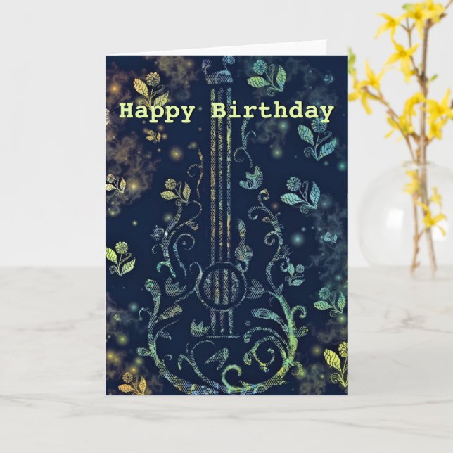 Happy Birthday Card Musical Blume Guita Karte (Gelbe Blume)
