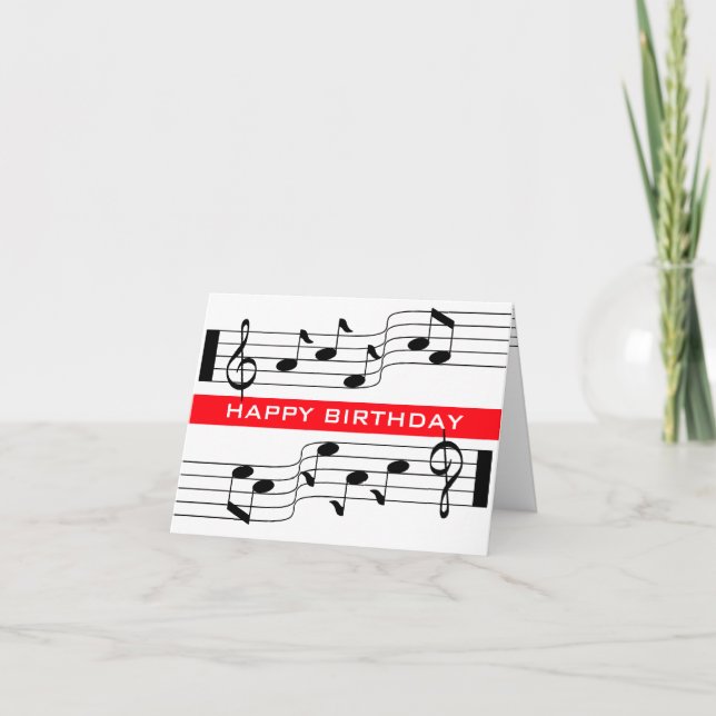 Happy Birthday Card Musiknote Score Weiß Karte (Vorderseite)