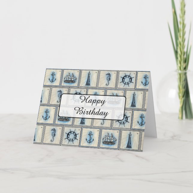 Happy Birthday Card Nautical Themed Karte (Vorderseite)