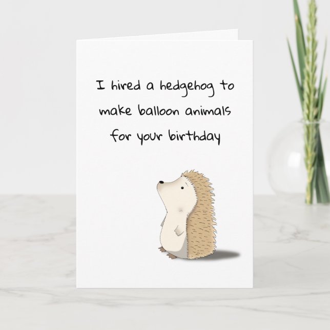 Happy Birthday Card - Niedlicher Igel Ballon Artis Dankeskarte (Vorderseite)