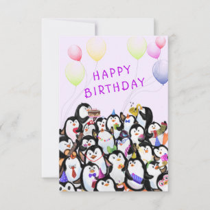 Happy Birthday Card Penguin Birthdays Party Funny Karte