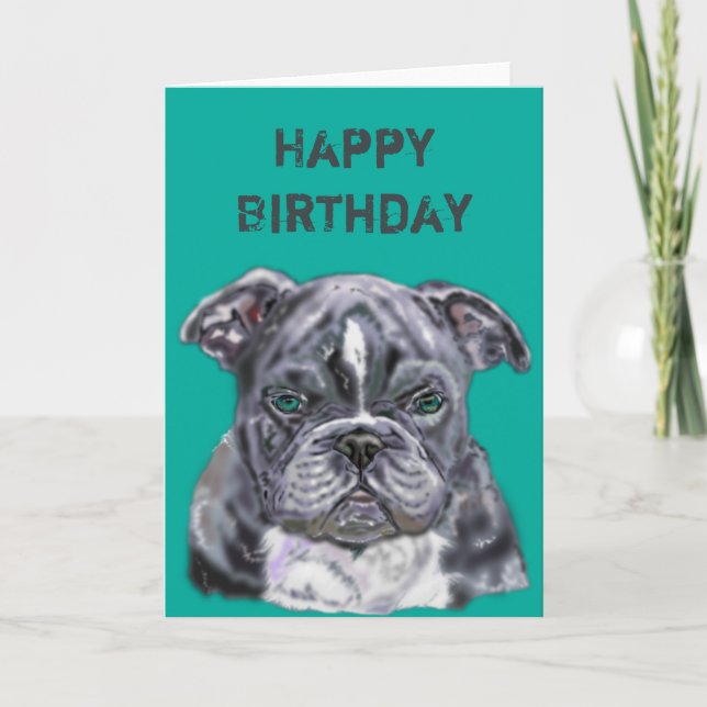 Happy Birthday Card Pit bull - Liebe für Haustiere Karte (Vorderseite)