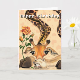 Happy Birthday Card Romantic Giraffe Funny Karte