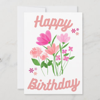 Happy Birthday Card Rosa Blume Einladung