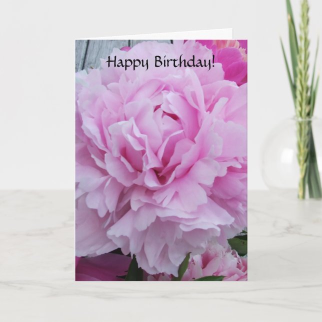 Happy Birthday Card Rosa Peonies / Peony Blume Karte (Vorderseite)