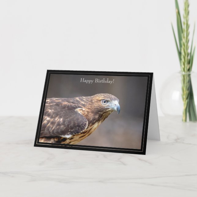 Happy Birthday Card Rot-Schwanz-Hawk Karte (Vorderseite)