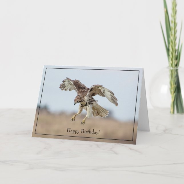 Happy Birthday Card Rot-Schwanz-Hawk Karte (Vorderseite)