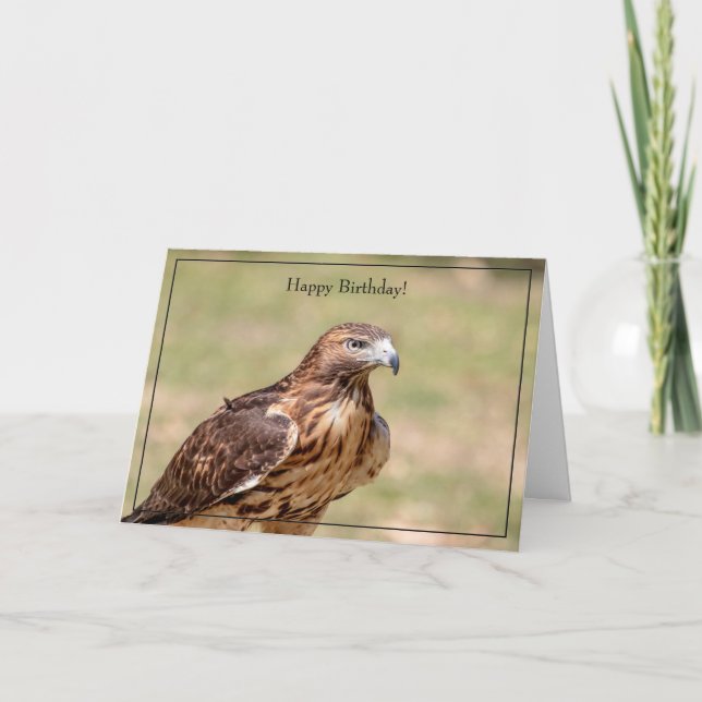 Happy Birthday Card Rot-Schwanz-Hawk Karte (Vorderseite)