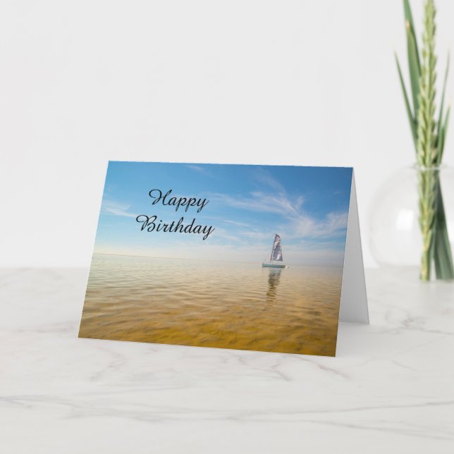 Happy Birthday Card Sailboard Thema Karte (Vorderseite)