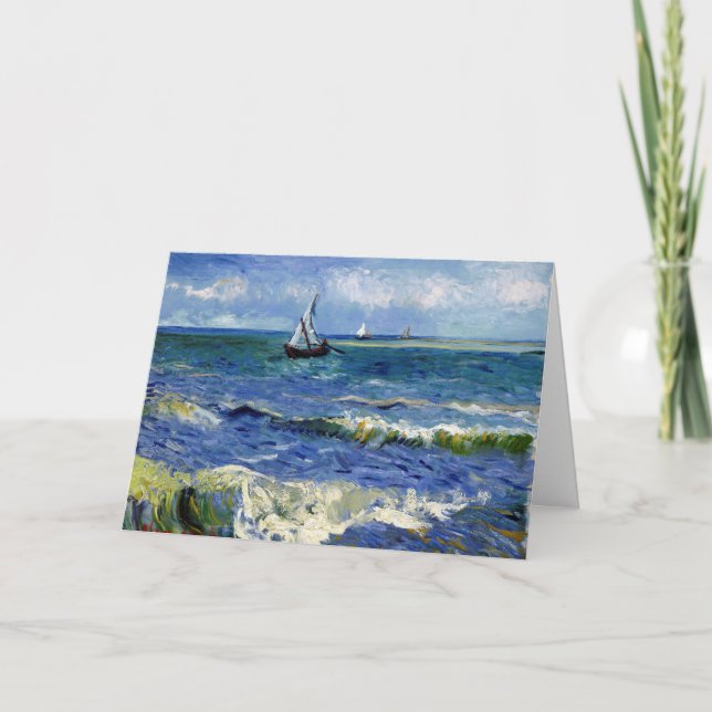 Happy Birthday Card Sailboat on Ocean Waves Karte (Vorderseite)