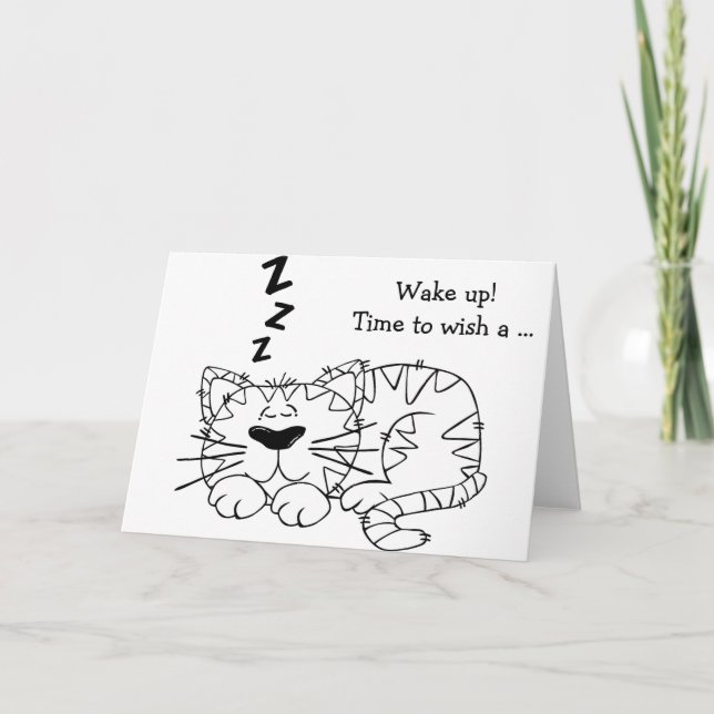 Happy Birthday Card: Schlafkatze Karte (Vorderseite)