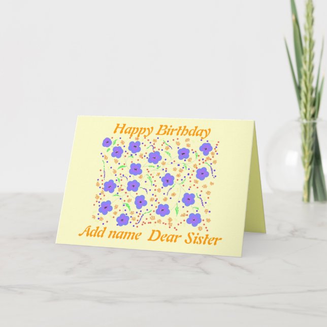 Happy Birthday Card Schwester hinzufügen Karte (Vorderseite)