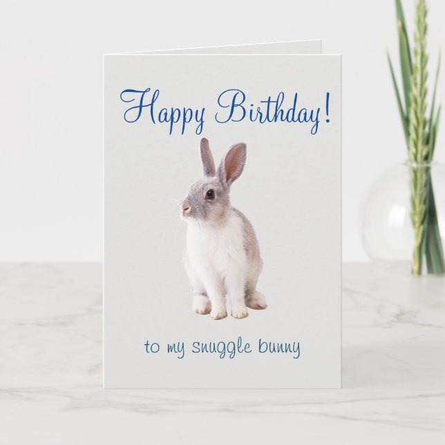 Happy Birthday Card Snuggle Bunny Feiertagskarte (Vorderseite)