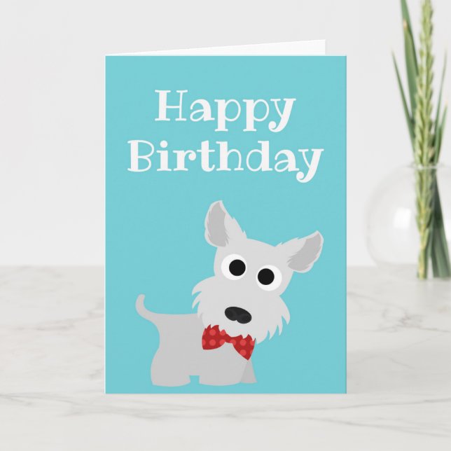 Happy Birthday Card Terrier Westie Dog Blank Karte (Vorderseite)
