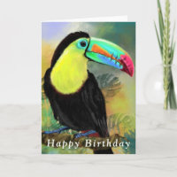 Happy Birthday Card Tropical Toco Toucan Bird