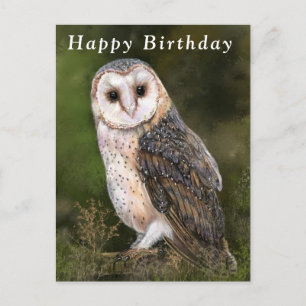 Happy Birthday Card Western Barn Owl Postkarte
