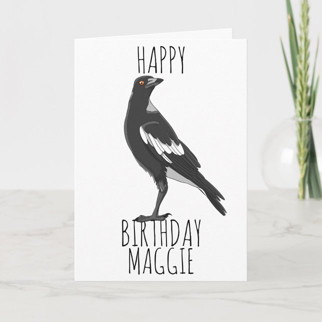 Happy Birthday card with Australian magpie Karte (Von Creator hochgeladen)