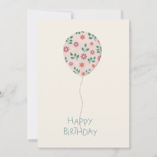 Happy Birthday Card with handpainted Ballon Einladung
