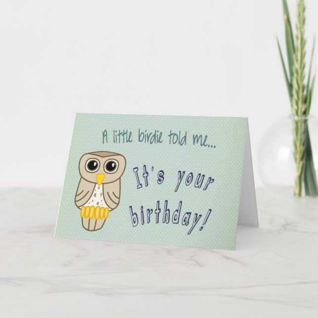 Happy Birthday Card with Owl Karte (Vorderseite)